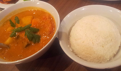 Vegetarian curry for $14, one serve of rice $3.